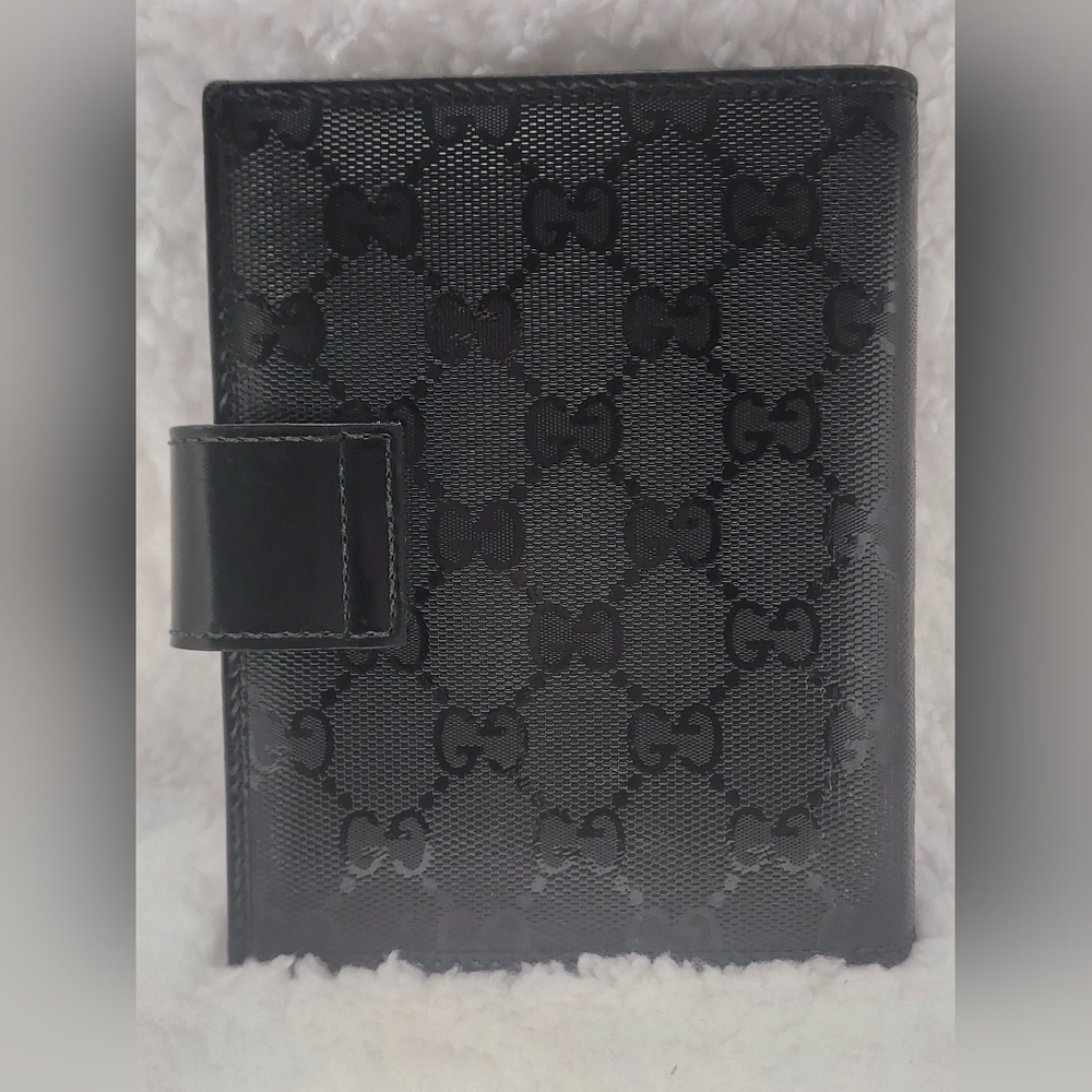 Gucci Black Monogram Agenda Wallet with Sleek Design - Picture 3 of 7